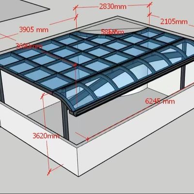 Techo de apoyo de aluminio personalizado con techos de chapa de policarbonato
