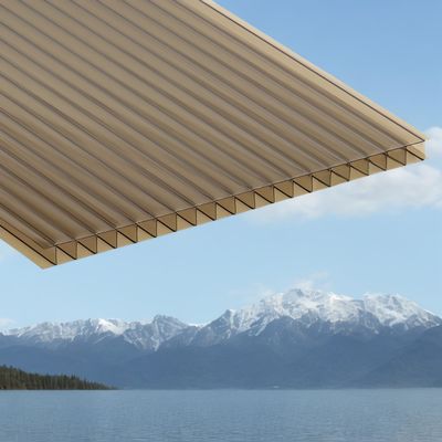 Un buen precio. 6 mm 4 * 8 pies de policarbonato de hoja hueca estructura de pared múltiple para el aislamiento térmico óptimo y la transmisión de luz en línea