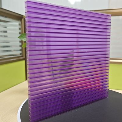 10 mm 2.1m*5.8m Hojas de policarbonato púrpura Estructura de cuatro capas