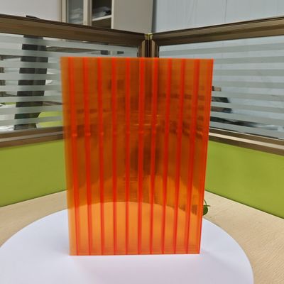 16 mm de policarbonato naranja hoja hueca de alta resistencia aislamiento térmico ligero longitud personalizable